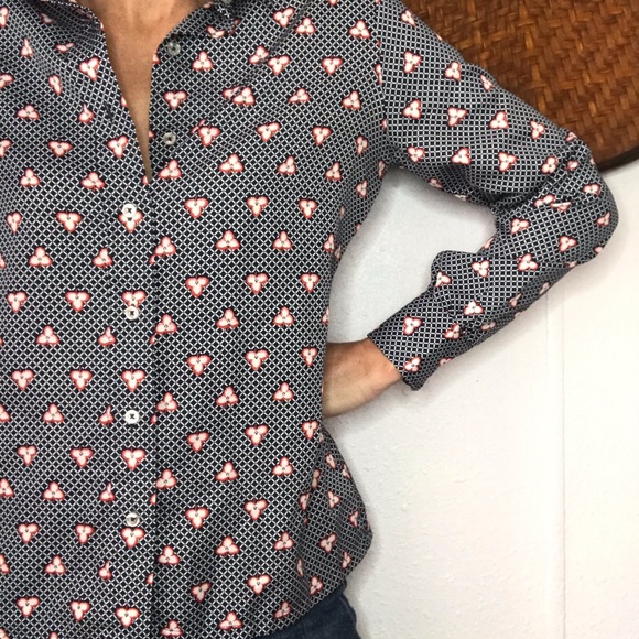 🍒VTG 70s circa polyester printed blouse - Picture 4 of 7